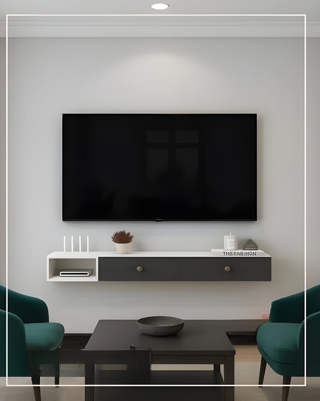 Meuble TV Flottant Moderne avec Rangements