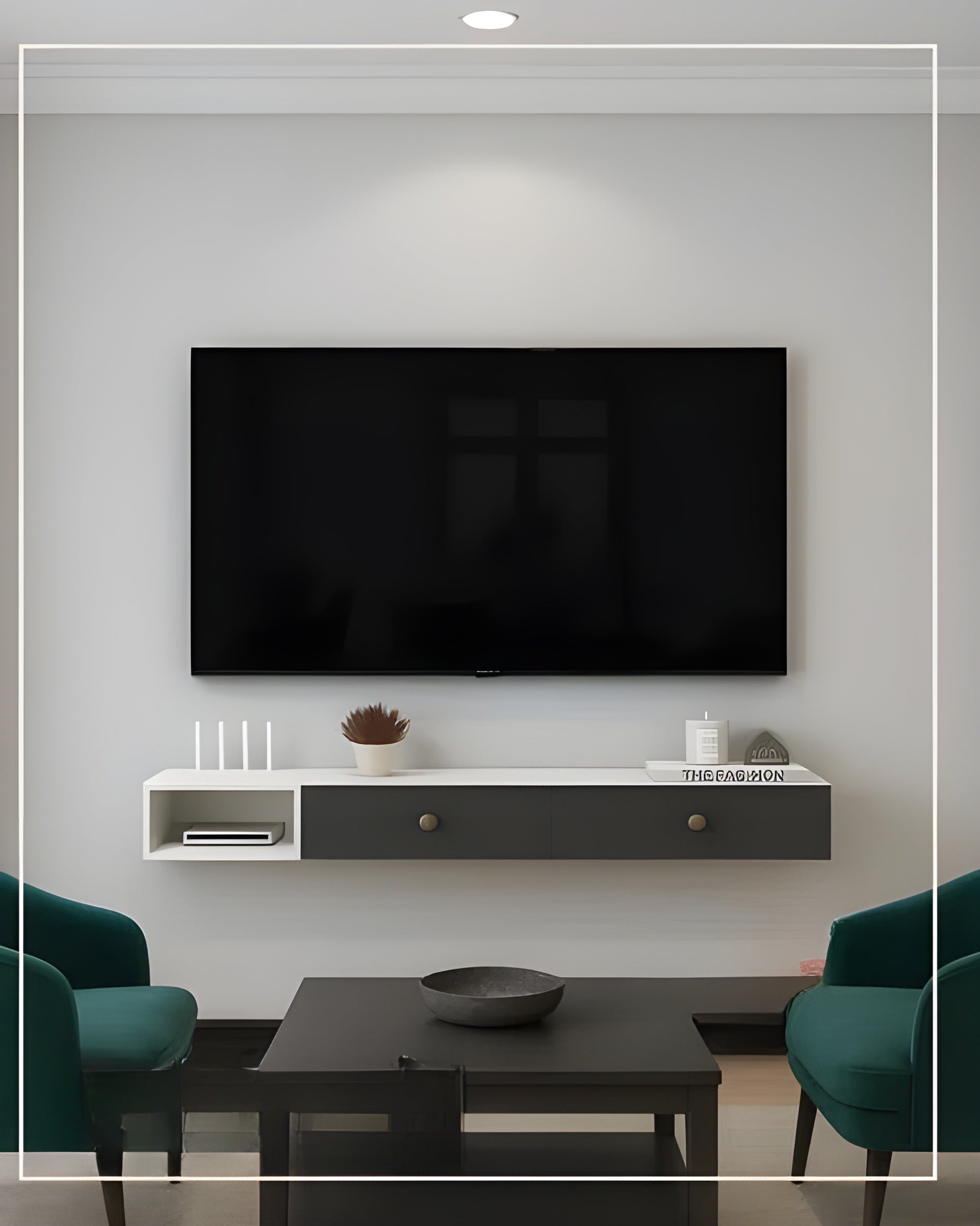 Meuble TV Flottant Moderne avec Rangements